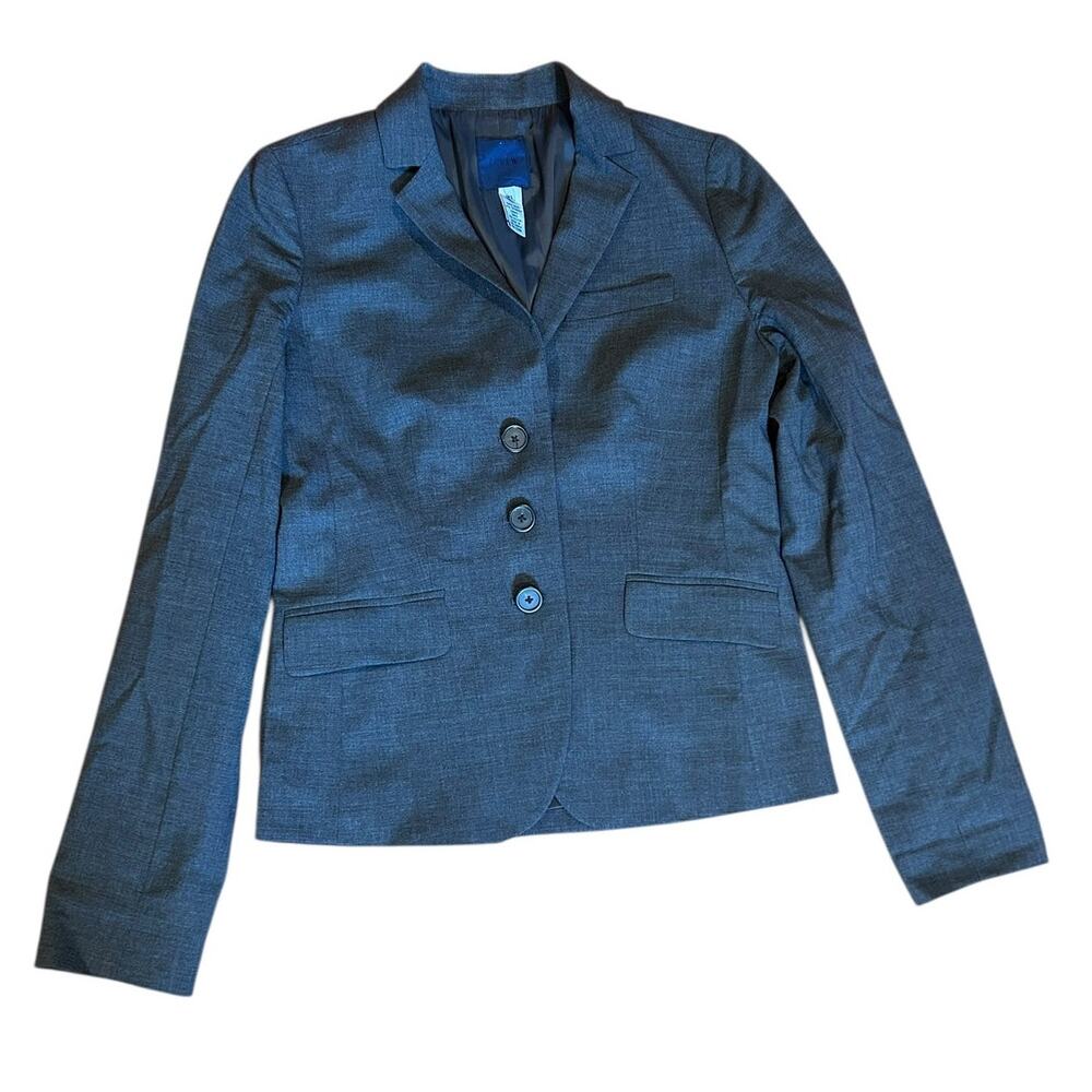 J. CREW Women's Wool Blend Blazer Size 6 Tall 6T Gray 3 Button Grey Stretch